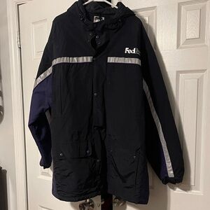 FedEx Men's Black and Navy Raincoat